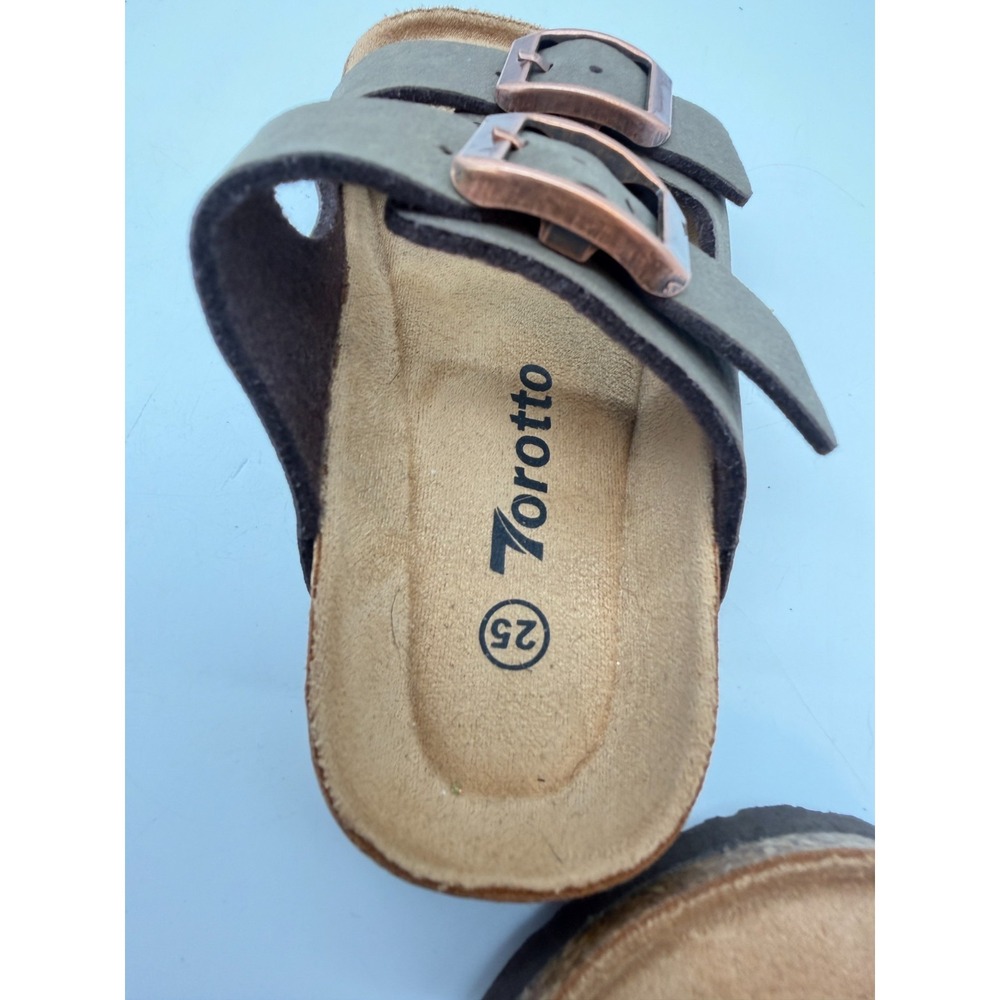 Torotto Double Strap Slide Sandals Brown Cork Copper Buckles | Toddler 25 - Picture 9 of 9